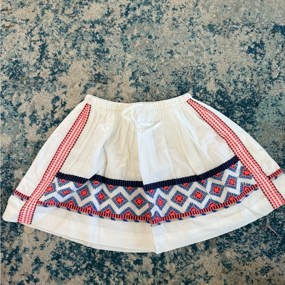 White Skirt with Colorful Embroidery